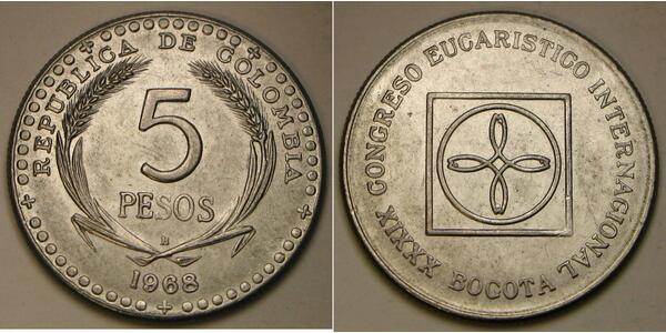 5 Peso Republica de Colombia (1886 - ) Níquel/Cobre 