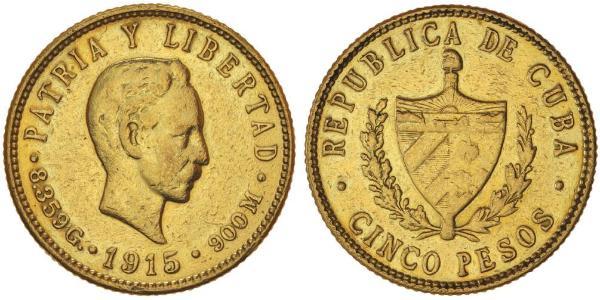 5 Peso Cuba Oro Jose Julian Marti Perez (1853 - 1895) 