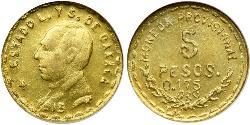 5 Peso Messico (1867 - ) Oro 