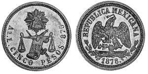 5 Peso Messico (1867 - ) Oro 