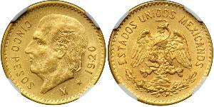 5 Peso Messico (1867 - ) Oro 