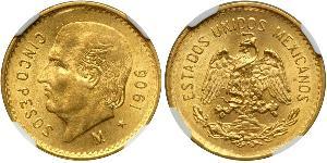 5 Peso Messico (1867 - ) Oro 