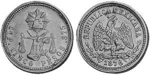 5 Peso Messico (1867 - ) Oro 