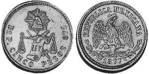 5 Peso Messico (1867 - ) Oro 