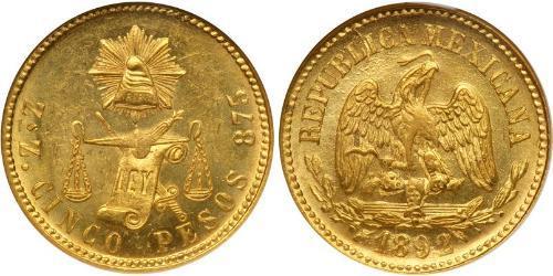 5 Peso Messico (1867 - ) Oro 