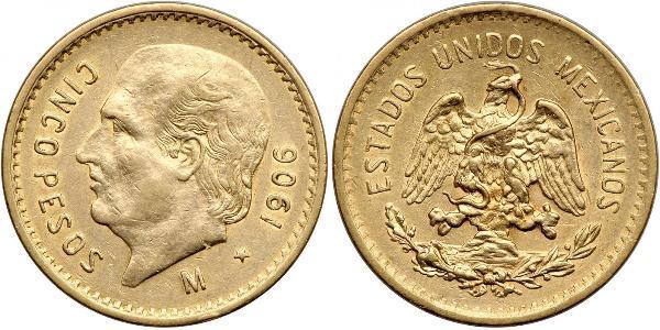 5 Peso Messico (1867 - ) Oro 