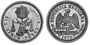 5 Peso México (1867 - ) Oro 