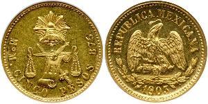5 Peso México (1867 - ) Oro 