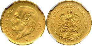 5 Peso México (1867 - ) Oro 