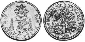 5 Peso México (1867 - ) Oro 