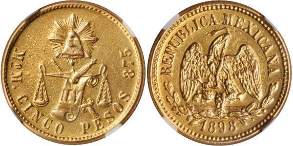 5 Peso México (1867 - ) Oro 