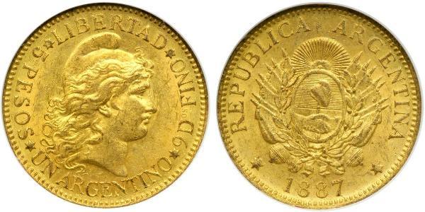 5 Peso República Argentina (1861 - ) Oro 