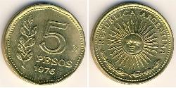 5 Peso Argentina (1861 - ) Ottone 