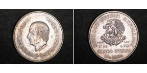 5 Peso Estados Unidos Mexicanos (1846 - 1863) Plata Miguel Hidalgo