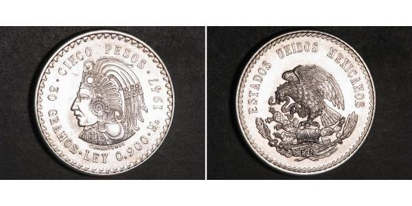 5 Peso México Plata 