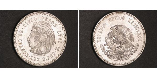 5 Peso México Plata 