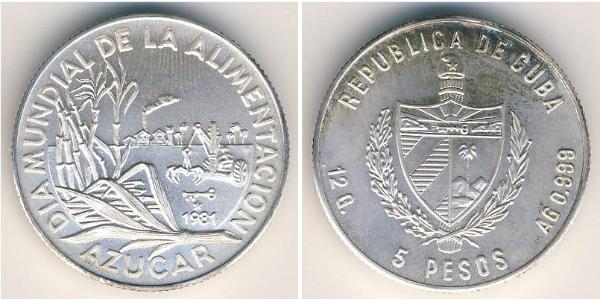 5 Peso Kuba Silber 
