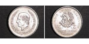 5 Peso Second Federal Republic of Mexico (1846 - 1863) Silber Miguel Hidalgo