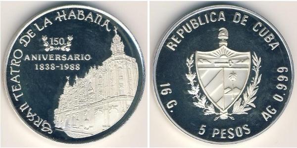 5 Peso Cuba Silver 