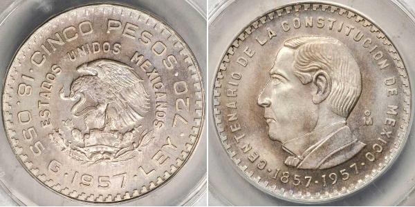 5 Peso Mexico Silver 