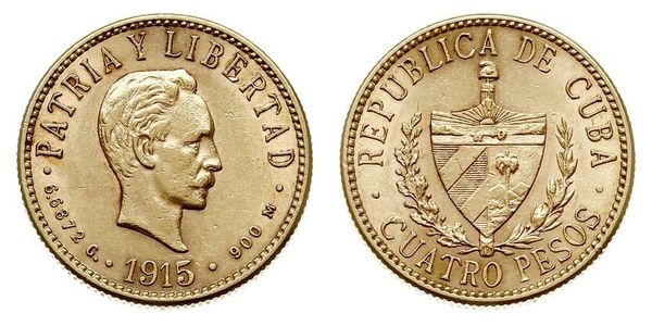 5 Peso Cuba 金 Jose Julian Marti Perez (1853 - 1895) 