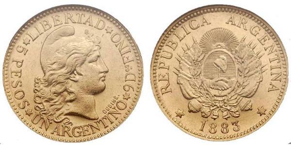 5 Peso 阿根廷 金 