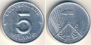 5 Pfennig Repubblica Democratica Tedesca (1949-1990) Alluminio 