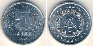 5 Pfennig Repubblica Democratica Tedesca (1949-1990) Alluminio 