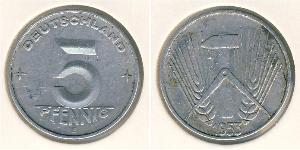 5 Pfennig Repubblica Democratica Tedesca (1949-1990) Alluminio 