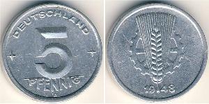 5 Pfennig Repubblica Democratica Tedesca (1949-1990) Alluminio 