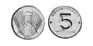 5 Pfennig Repubblica Democratica Tedesca (1949-1990) Alluminio 