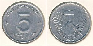 5 Pfennig Repubblica Democratica Tedesca (1949-1990) Alluminio 