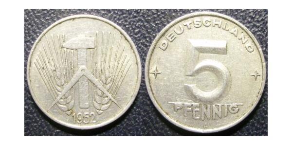 5 Pfennig Repubblica Democratica Tedesca (1949-1990) Alluminio 