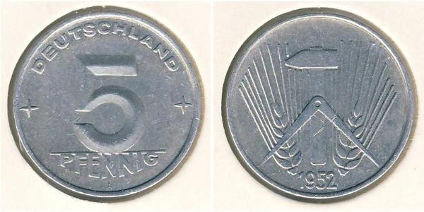 5 Pfennig Repubblica Democratica Tedesca (1949-1990) Alluminio 