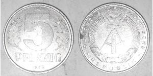 5 Pfennig República Democrática Alemana (1949-1990) Aluminio 