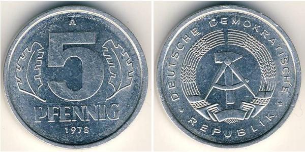 5 Pfennig República Democrática Alemana (1949-1990) Aluminio 