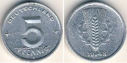 5 Pfennig République démocratique allemande (1949-1990) Aluminium 