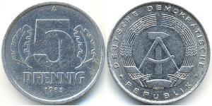 5 Pfennig République démocratique allemande (1949-1990) Aluminium 