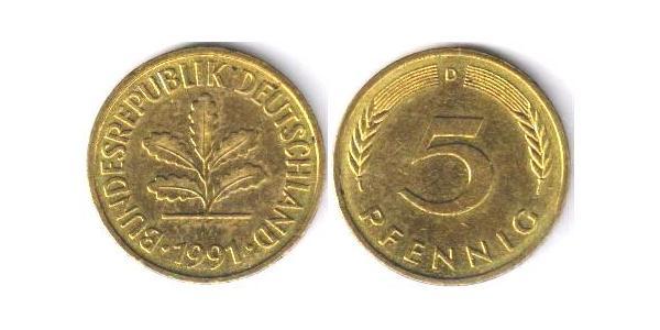 5 Pfennig Alemania (1990 - ) Cobre/Acero 