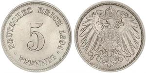 5 Pfennig Deutsches Kaiserreich (1871-1918) Kupfer/Nickel 