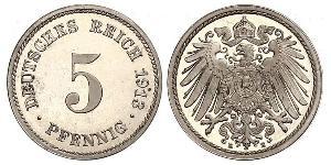 5 Pfennig Deutsches Kaiserreich (1871-1918) Kupfer/Nickel 