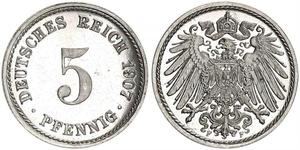 5 Pfennig Deutsches Kaiserreich (1871-1918) Kupfer/Nickel 