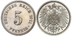 5 Pfennig Deutsches Kaiserreich (1871-1918) Kupfer/Nickel 