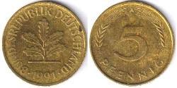 5 Pfennig Bundesrepublik Deutschland  (1990 - ) Kupfer/Stahl 