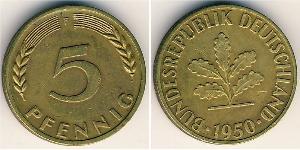 5 Pfennig Alemania Occidental (1949-1990) Latón 