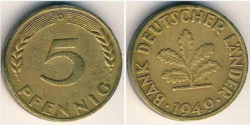 5 Pfennig Alemania Occidental (1949-1990) Latón 