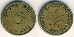 5 Pfennig Geschichte der Bundesrepublik Deutschland (1949-1990) Messing 