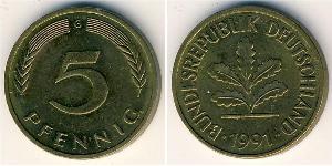 5 Pfennig Geschichte der Bundesrepublik Deutschland (1949-1990) Messing 