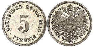 5 Pfennig Imperio alemán (1871-1918) Níquel/Cobre 