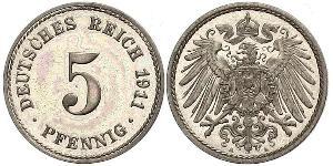 5 Pfennig Imperio alemán (1871-1918) Níquel/Cobre 